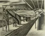 Leon Bibel, - ''Railway Station''-, lithograph, 1938