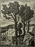 Birger Sandzén, - ''Creek Bank'' (Greenough 69)-