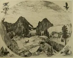 John Winkler, - ''Mt. Ritter and Banner''-, etching, 1964