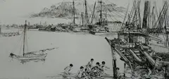 John Winkler, - ''Wrecked Ferries''-, etching, 1918