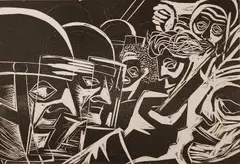 Herman Volz, - ''Confrontation''-, woodcut