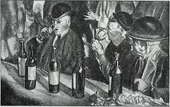 William Gisch, - ''In A French Cafe''-, lithograph, 1930