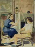 Paul Ulen, - Jean and Model-, watercolor on illustration board
