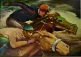 Norbert Lenz, - Horse Race-, oil on panel