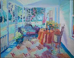 Joseph O'Sickey, - ''Maine Porch''-, oil on canvas, 1983