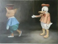 William Snyder, - Porky Pig and Donald Duck-, oil on canvas, 1973