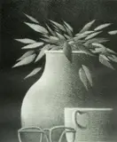 Robert Kipniss, - Still-Life with Glasses-, lithograph, 1969