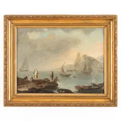 Veduta costiera con pescatori by Francesco Fidanza, oil on canvas, offered Jun 2023