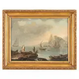 Veduta costiera con pescatori by Francesco Fidanza, oil on canvas, offered Jun 2023