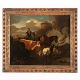 Paesaggio pastorale by Pieter van Bloemen, oil on canvas, offered Jun 2023