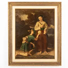 Francis S. Walker, 1848 ; 1916 / Mercurio consegna a Paride la mela d'oro / Firmato F S Walker in basso a destra, oil on canvas