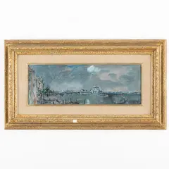 Venezia, 1911 ; 1979 / Veduta di Venezia / Firmato Bruno Martini in basso a destra by Bruno Martini, mixed media on paper applicata on canvas, offered Jun 2023