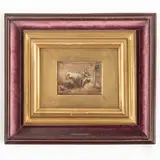 Teofilo Patini, Castel di Sangro, 1840 ; Napoli, 1906 / La mucca / Firmato Patini in basso a destra, oil on tavoletta