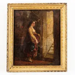 Salerno, 1858 ; Sala Consilina, 1911 / Figura di popolana / Firmato G Esposito, Napoli a destra by Gaetano Esposito, oil on canvas, offered Jun 2023