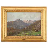 Lorenzo Gignous, Modena, 1862 ; Porto Ceresio, 1958 / Paesaggio di montagna con figure / Firmato L Gignous in basso a destra