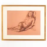 Virgilio Audagna, Cannes 1903 ; ? / Nudo sdraiato / Firmato V Audagna in basso a destra, charcoal on paper