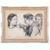 Dante Mose' Conte, Genova Sampierdarena 1885 ; 1919 / Studio di figure / Firmato D Conte e datato 1914 in basso a sinistra, charcoal on paper