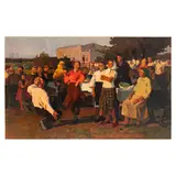 Bogoroditsk, 1917 - 2001 / Festa del villaggio / Tracce di firma in basso a destra by Vyacheslav Vasilyovych Tokarev, oil on canvas, offered Jul 2023