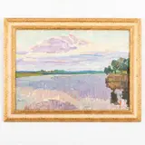 Gorodnya 1925 - Kiev, 2009 / Paesaggio fluviale / Firmato A Lopukhov e datato 69 in basso a destra by Oleksandr Mykhailovich Lopukhov, oil on cardboard, offered Jul 2023