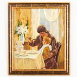Aleksandr Petrovich Tarasenko, Krasnopolie, 1918 - 1994 / L'ora della pappa / Firmato A Tarasenko in basso a destra, oil on canvas