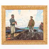 Olexandr Grigorovich Maksimenko, Vilkhovatka, 1916 - Kyiv, 2011 / Studio per il dipinto Cambio del turno / Firmato Maksimenko sul retro