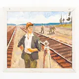 Yuri Evdokimovich Balykov, Pliskiv, 1924 - 2003 / Ritratto di ingegnere, oil on cardboard
