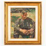 1905 - 1968 / Ritratto di soldato / Iscrizione e tracce di firma in basso a destra by Vladimir Nikolaevich Kostesky, oil on cardboard, offered Jul 2023