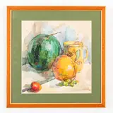 Anatoliy Alekseevich Kazantsev, Chabarovsk, 1908 - Leningrado, 1984 / Natura morta con frutta e caraffa / Timbro in basso a destra