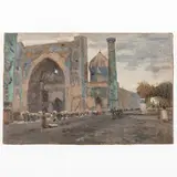 Yastrebovo, 1912 - 1987 / Moschea a Samarcanda by Mikhail Filippovich Volodin, oil on canvas, offered Jul 2023