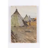 Baku, 1929 - ?, 2001 / Accampamento / Firmato A Yanin e datato 71 in basso a destra by Anatoli Aleksrandrovitch Yanin, oil on cardboard, offered Jul 2023