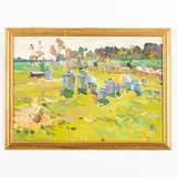 1925 - 1984 / Le arnie nel prato by Vadim Ivanovich Odainik, oil on cardboard, offered Jul 2023