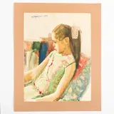 Sergey Alekseevich Grigoryev, Lugansk, 1910 - Kyiv, 1988 / Ritratto di bambina sulla poltrona / Firmato S A Grigoriev e datato 1971 in alto a sinistra