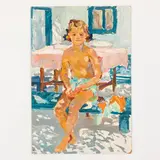 Nova Kalitva, 1913 - 1986 / Bambina nel cortile by Zinaida Ilivna Zatsepina, oil on cardboard, offered Jul 2023