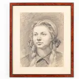 Anatoliy Alekseevich Kazantsev, Chabarovsk, 1908 - Leningrado, 1984 / Ritratto di ragazza con le trecce