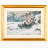 Kremenchug, 1908 - Kyiv, 1979 / Soldato in trincea / Datato 43 in basso a destra by Valentin Gavrilovich Litvinenko, tempera on paper, offered Jul 2023