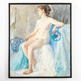 Kyiv, 1968 / Nudo femminile con ventaglio / Firmato O Titarenko e datato 92 in basso a destra by Odarka Anatoliivna Titarenko, oil on canvas, offered Jul 2023