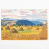 Andriy Andrievich Kotska, Uzhgorod, 1911 - 1987 / I covoni / Firmato A Kotska in basso a destra, oil on cardboard telato