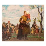 Aleksandr Petrovich Tarasenko, Krasnopolie, 1918 - 1994 / Ritorno a casa / Firmato e datato 1985 in basso a sinistra, oil on canvas