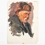 Olexandr Grigorovich Maksimenko, Vilkhovatka, 1916 - Kyiv, 2011 / Ritratto d'uomo / Firmato O Maksimenko in basso a destra