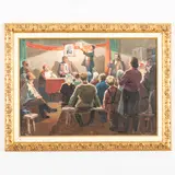 Danil Ivanovich Bezugly, Ivanivtsi, 1914 - Kiev, 1977 / Riunione, oil on canvas