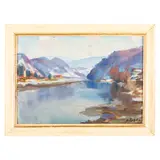 Andriy Andrievich Kotska, Uzhgorod, 1911 - 1987 / Lago di montagna / Firmato A Kotska in basso a destra, oil on cardboard