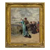 Sur la terrasse en admirant Paris / Signé E. L. Garrido en bas à droite by Eduardo León Garrido, Huile sur panneau, offered Jul 2019