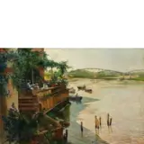 Un après-midi sur la terrasse de Triana au bord du Guadalquivir / Signé Garcia Y Rodriguez, situé Sivilla et daté 1907 en bas à gauche by Manuel García y Rodríguez, Huile sur toile, offered Jul 2019