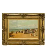 Paolo Sala, Les baigneurs sur la plage / Signé Paolo Sala en bas à gauche, Huile sur toile