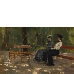 Raffaele Tafuri, Conversation au parc / Signé R. Tafuri, Huile sur panneau