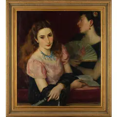 Les femmes au théâtre / Signé F Vidal et daté 1944 en bas à gauche by Francisco Vidal, Huile sur toile, offered Jul 2019