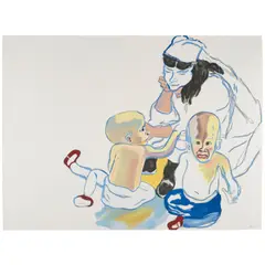 Alice Neel, Evans Twins, from A Portfolio of Thirteen Prints, 1982, Screenprint in colors on Arches paper