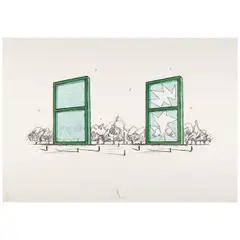 Claes Oldenburg, Proposal for a Civic Monument in the Form of Two Windows, from A Portfolio of Thirteen Prints (Axsom/Platzker 179), 1982, Lithograph in colors on wove paper