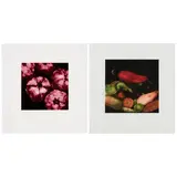 Donald Sultan, Pomegranates, from Fruits and Flowers III; Peppers (2 works), 1994; 1989, Two screenprints in colors on wove and Arches paper, each initialed in pencil
