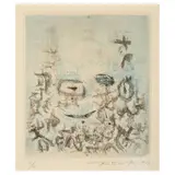 Zao Wou-ki, Plate from Les compagnons dans le jardin (Ågerup 106), 1957, Drypoint in colors on wove paper